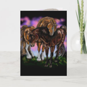 Equine Devotion~ sunset horses greeting cards