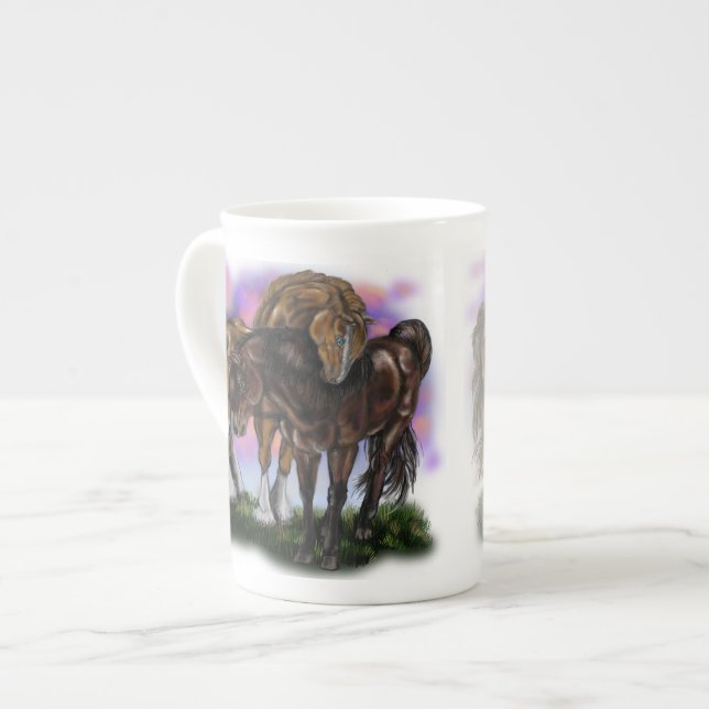 Equine Devotion~sunset horses speciality mung Bone China Mug (Front Left)
