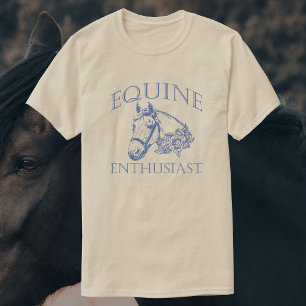Equine Enthusiast   Blue Vintage Horse T-Shirt