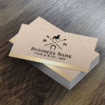 Equine Equestrian Horse Logo Modern Gold Border Business Card<br><div class="desc">Equine Equestrian Horse Logo Modern Gold Border Business Cards.</div>