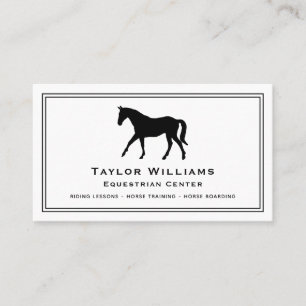 Equine Equestrian Riding Horse Trainer Black White Business Card