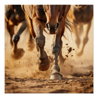 Equine Exodus Running Horses Photorealistic Artwor Poster