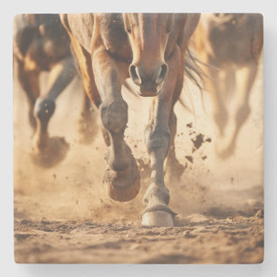 Equine Exodus Running Horses Photorealistic Artwor Stone Coaster