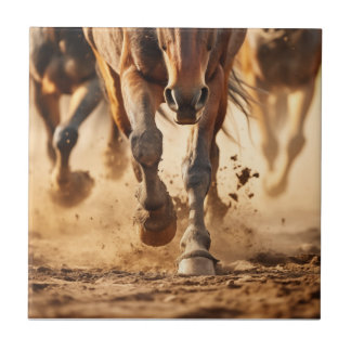 Equine Exodus Running Horses Photorealistic Artwor Tile