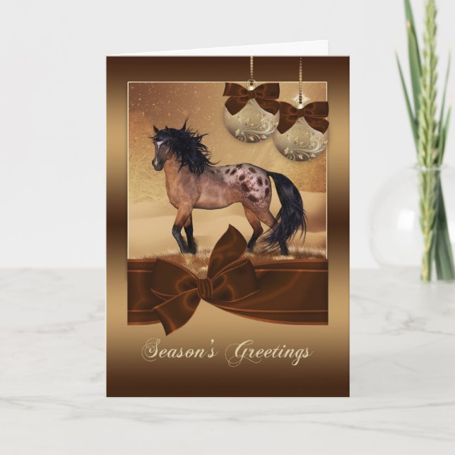 Equine Horse Christmas Holiday Greeting Card (Front)