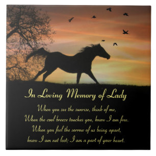Equine Horse Memorial Custom Name Spiritual Poem Tile