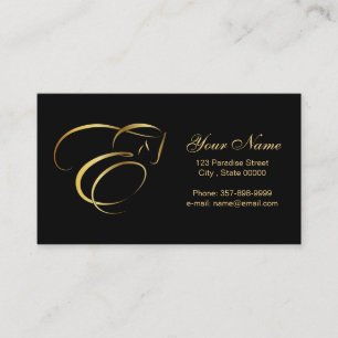 Equine in Gold Colour Monogram E Horse Business Card