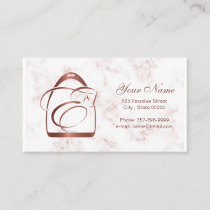 Equine in Rose Gold   Monogram E Horse  Business Card