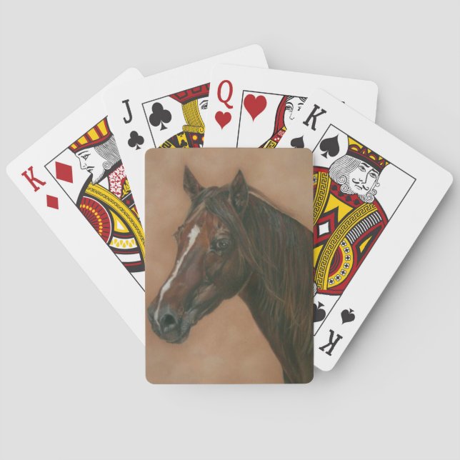 equine picture of chestnut mare brown horse  playing cards (Back)