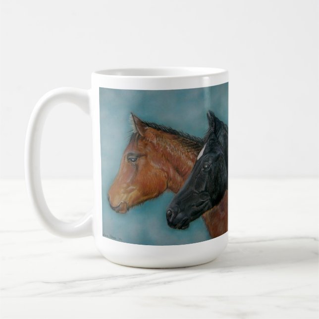equine picture of two very cute horses coffee mug (Left)