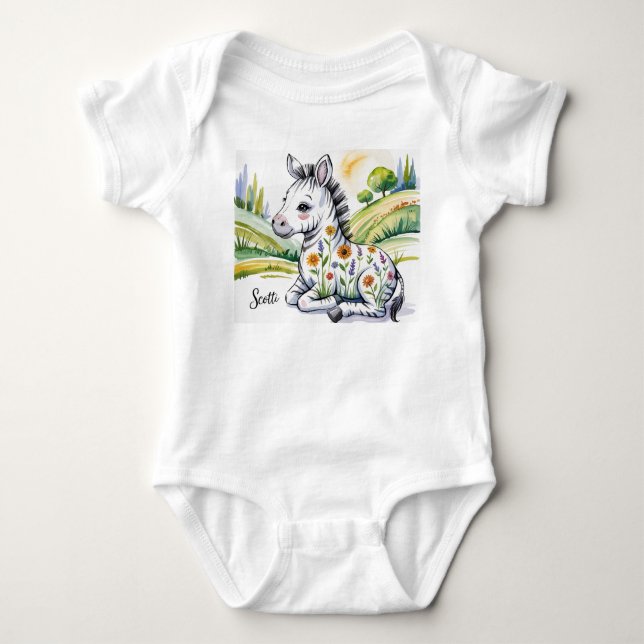 equine sampler baby bodysuit (Front)