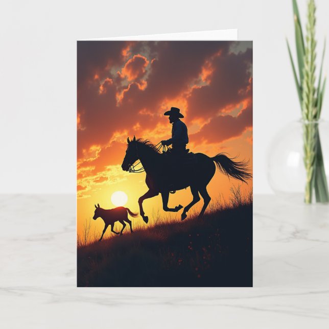 Equine Silhouette Fathers Day Card (Front)