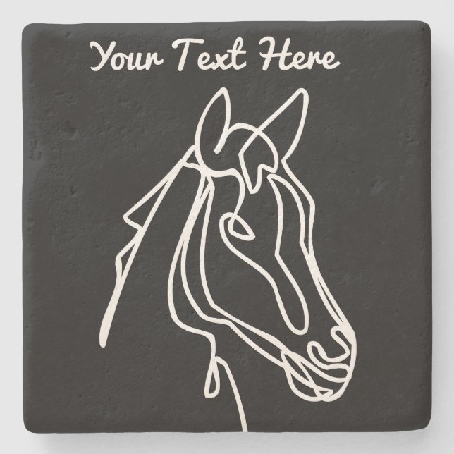 Equine stone coaster with beautiful horse drawing (Front)