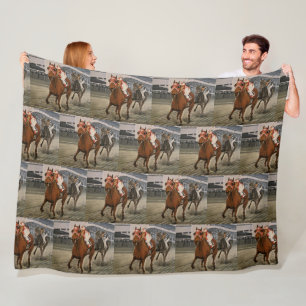 Equine Thoroughbred Wins Horse Race Fleece Blanket