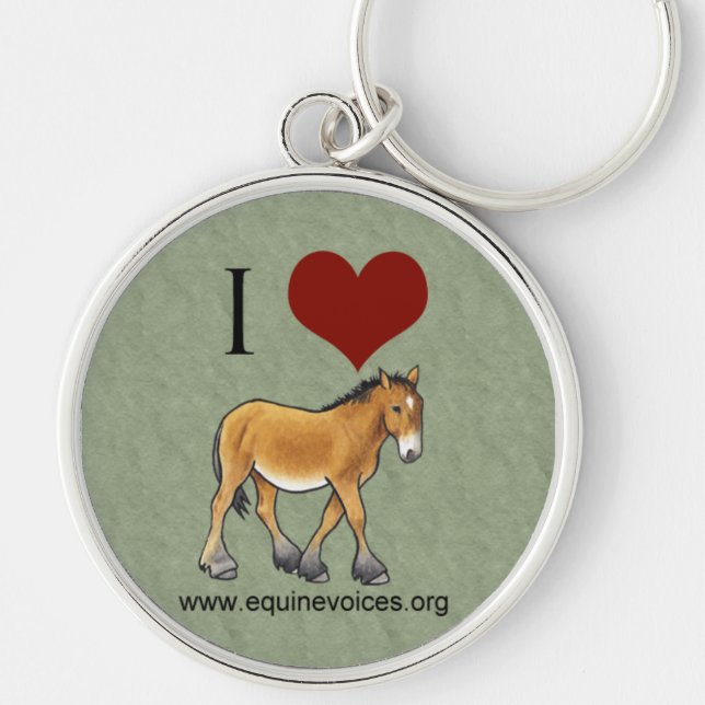 Equine Voices I Love Gulliver Green Keychain (Front)