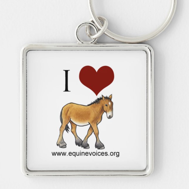 Equine Voices I Love Gulliver White Keychain (Front)