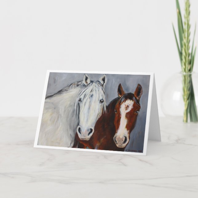 Equine Voices Mystic and Wyatt Card with Border (Front)