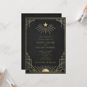 Equinox Art Deco Celestial Wedding Invitation