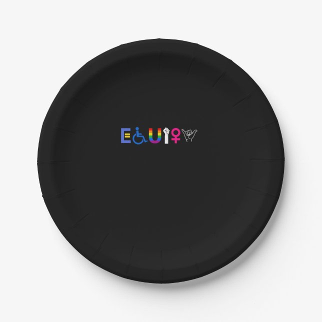 _EQUITY_ Equal Rights LGBTQ Ally Unity Pride Femin Paper Plate (Front)