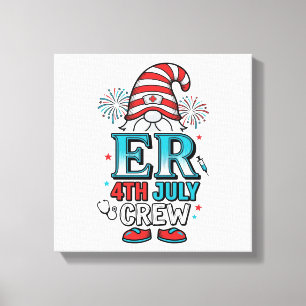 ER 4th July Crew Patriotic Gnome Shirt Design_1 Canvas Print