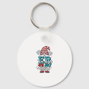 ER 4th July Crew Patriotic Gnome Shirt Design_1 Key Ring
