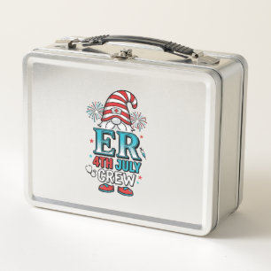 ER 4th July Crew Patriotic Gnome Shirt Design_1 Metal Lunch Box