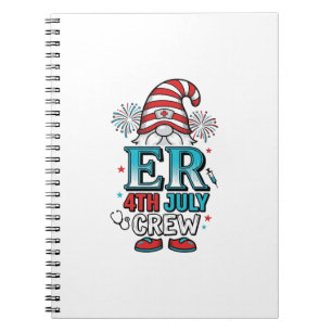 ER 4th July Crew Patriotic Gnome Shirt Design_1 Notebook