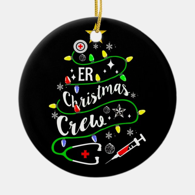 ER Christmas Tree Crew Emergency Room Nurse Ceramic Tree Decoration (Front)