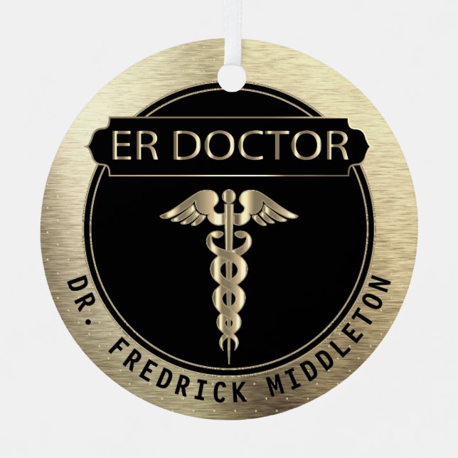 ER Doctor  👨‍⚕️ - Black and Gold Metal Tree Decoration (Front)