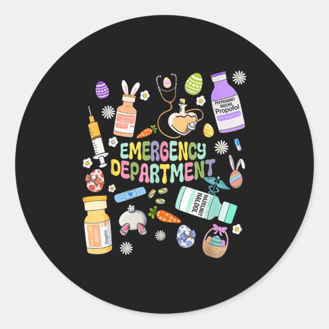 Er Easter Nurse Crew Easter Day Emergency Room Nur Classic Round Sticker (Front)