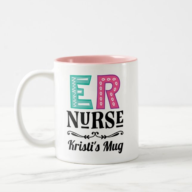 ER Emergency Room Nurse Personalised Two-Tone Coffee Mug (Left)