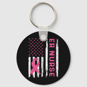 ER Nurse American Flag Nurse Breast Cancer Awarene Key Ring