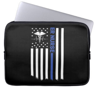 ER Nurse American Flag Nursing ER EMT Nurse Laptop Sleeve