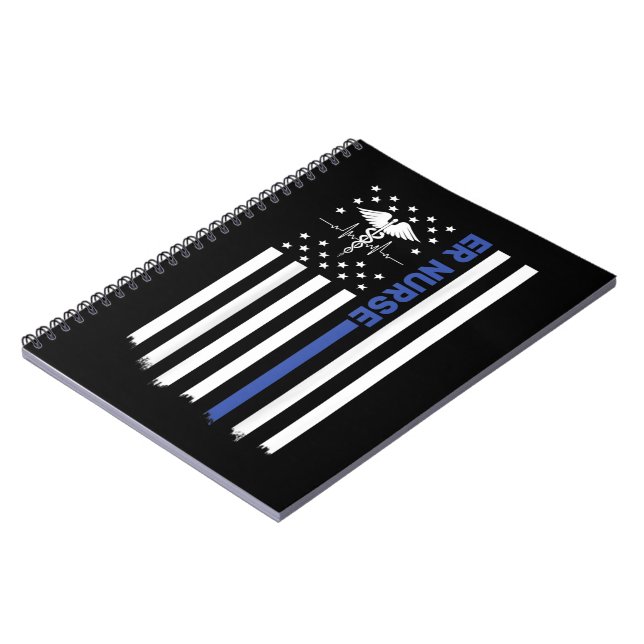 ER Nurse American Flag Nursing ER EMT Nurse Notebook (Left Side)