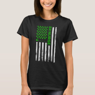 ER Nurse American Flag Shamrock St Patrick's Day 2 T-Shirt