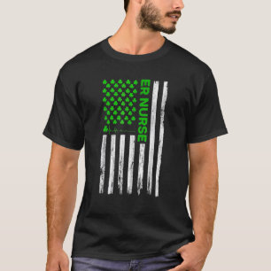 ER Nurse American Flag Shamrock St Patrick's Day 2 T-Shirt