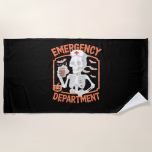 ER Nurse Boo Crew Emergency Room Nurse Halloween C Beach Towel