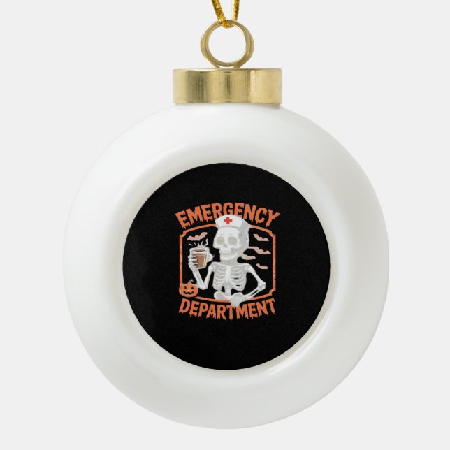 ER Nurse Boo Crew Emergency Room Nurse Halloween C Ceramic Ball Christmas Ornament (Front)