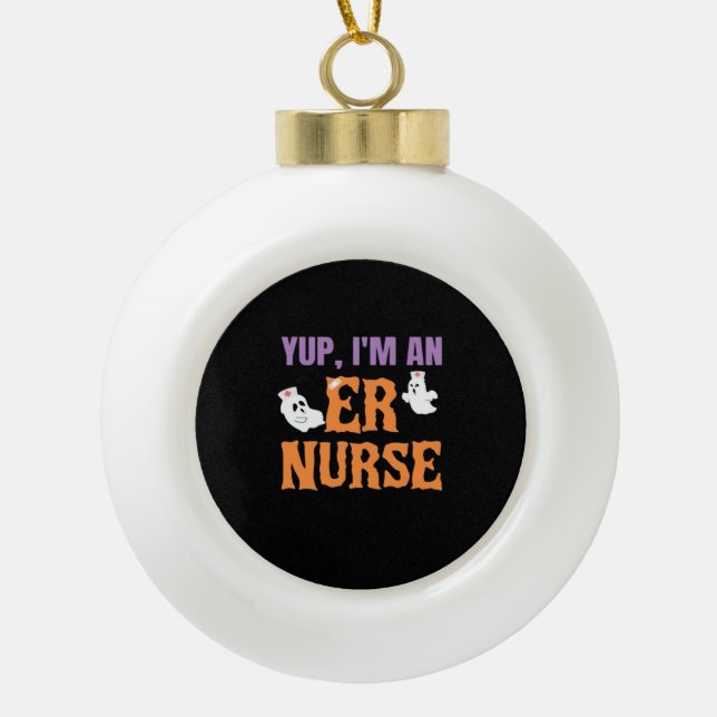 ER Nurse Boo Crew Emergency Room Nurse Halloween C Ceramic Ball Christmas Ornament (Front)