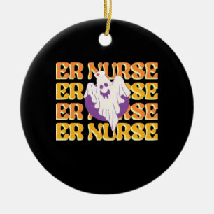 ER Nurse Boo Crew Emergency Room Nurse Halloween C Ceramic Tree Decoration
