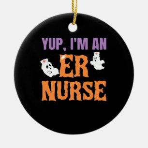 ER Nurse Boo Crew Emergency Room Nurse Halloween C Ceramic Tree Decoration