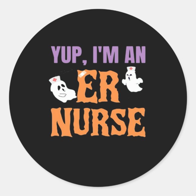 ER Nurse Boo Crew Emergency Room Nurse Halloween C Classic Round Sticker (Front)