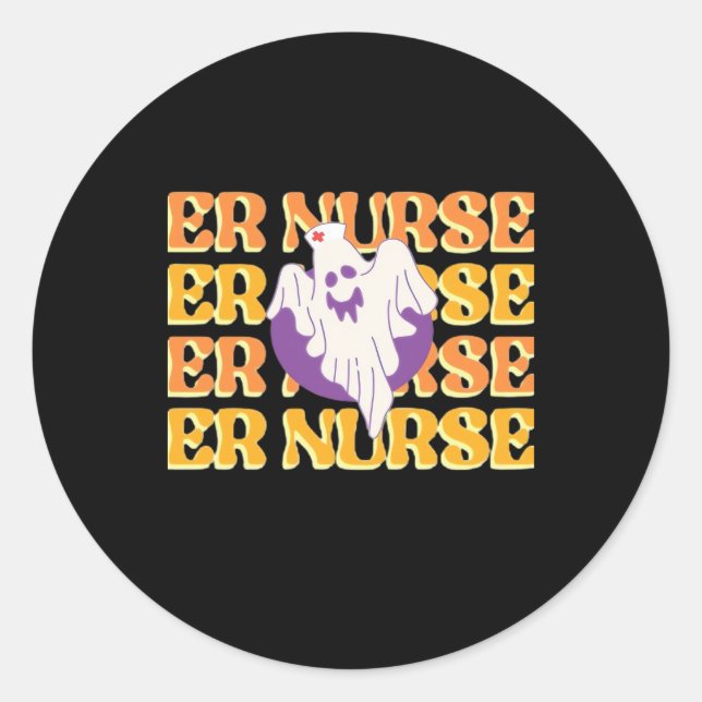 ER Nurse Boo Crew Emergency Room Nurse Halloween C Classic Round Sticker (Front)