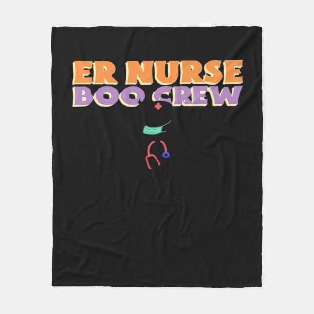 ER Nurse Boo Crew Emergency Room Nurse Halloween C Fleece Blanket (Front)
