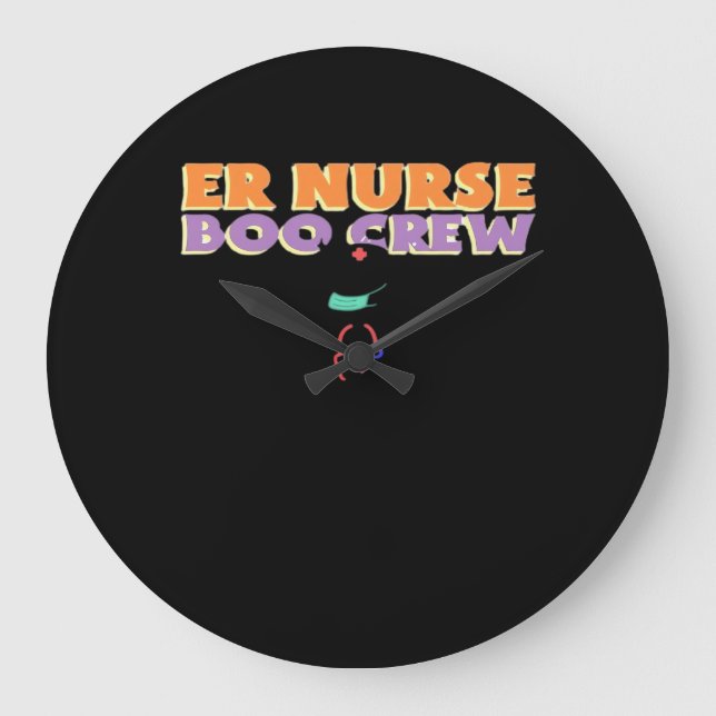 ER Nurse Boo Crew Emergency Room Nurse Halloween C Large Clock (Front)