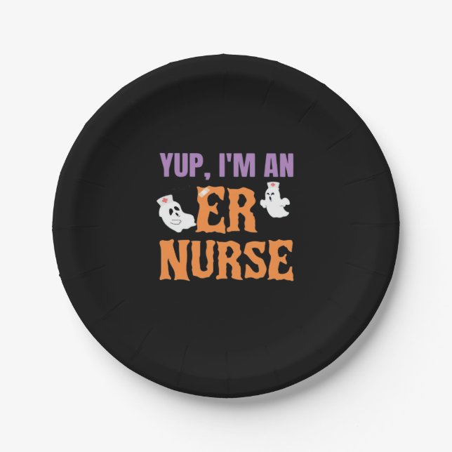 ER Nurse Boo Crew Emergency Room Nurse Halloween C Paper Plate (Front)