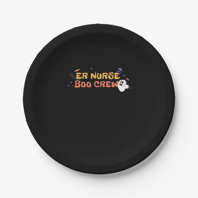 ER Nurse Boo Crew Emergency Room Nurse Halloween C Paper Plate (Front)