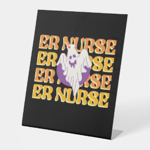 ER Nurse Boo Crew Emergency Room Nurse Halloween C Pedestal Sign