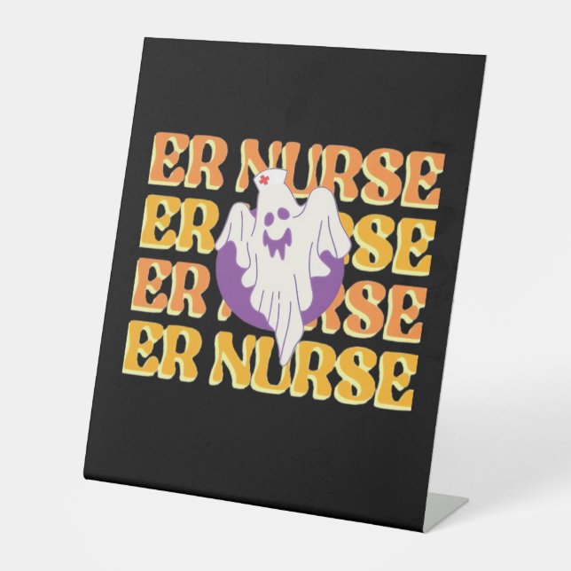 ER Nurse Boo Crew Emergency Room Nurse Halloween C Pedestal Sign (Front)