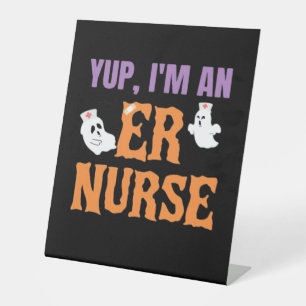 ER Nurse Boo Crew Emergency Room Nurse Halloween C Pedestal Sign